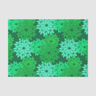 Modern Floral Kimono Print, Emerald and Jade Green Tissue Paper