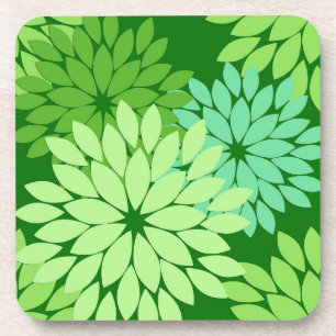 Modern Floral Kimono Print, Lime Green  Coaster