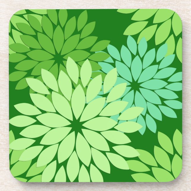 Modern Floral Kimono Print, Lime Green  Coaster (Front)