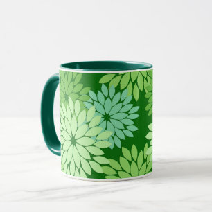 Modern Floral Kimono Print, Lime Green Mug
