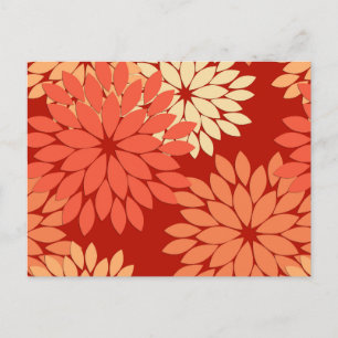 Modern Floral Kimono Print, Mandarin Orange Postcard