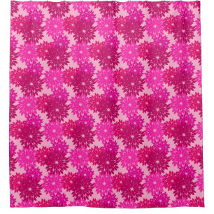 Modern Floral Kimono Print, Pink, Fuchsia and Wine Shower Curtain