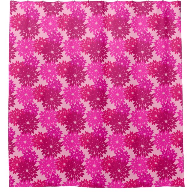 Modern Floral Kimono Print, Pink, Fuchsia and Wine Shower Curtain (Front)