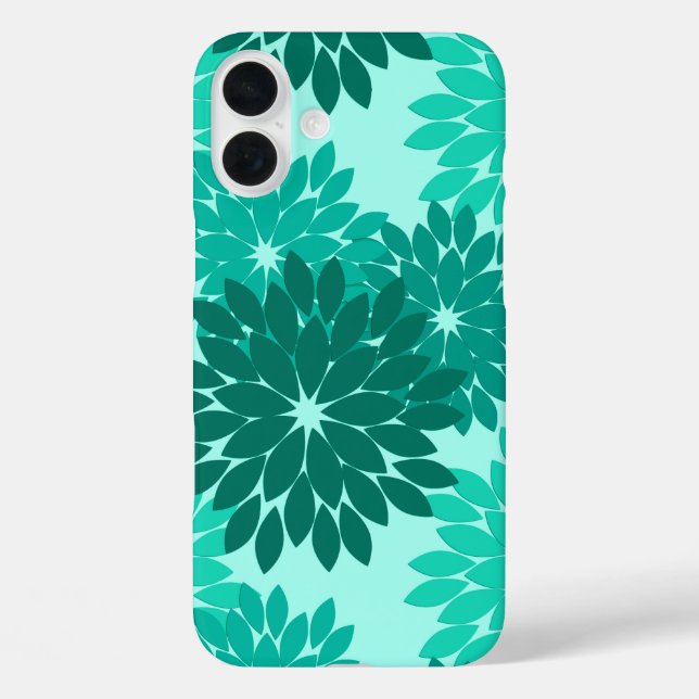 Modern Floral Kimono Print, Turquoise, Teal & Aqua Case-Mate iPhone Case (Back)