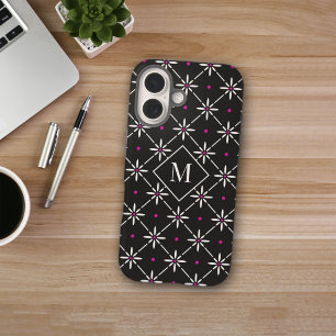 Modern Floral Lattice Monogram iPhone 16 Case