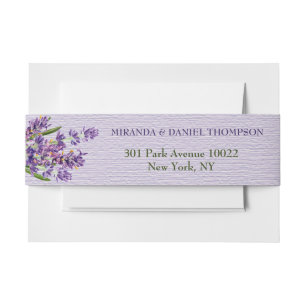 Modern Floral Lavender Purple and White Foliage Invitation Belly Band