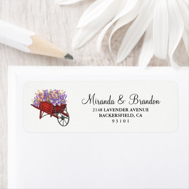Modern Floral Lavender Wedding Address Label (Insitu)