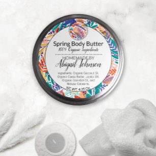 Modern Floral + Leaves Scrub / Body Butter Label