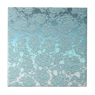 Modern Floral Light Teal Green Pattern Tile