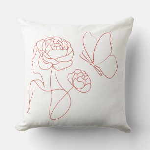 Modern Floral Line Art Cushion