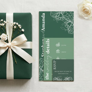 Modern Floral Line Drawing Wedding Details Card