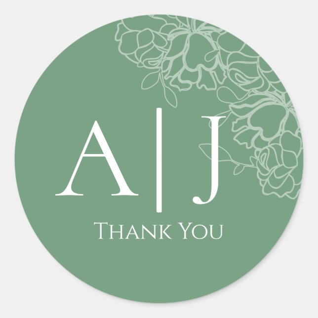 Modern Floral Line Drawn Wedding Sticker (Front)