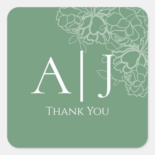 Modern Floral Line Drawn Wedding Sticker (Front)