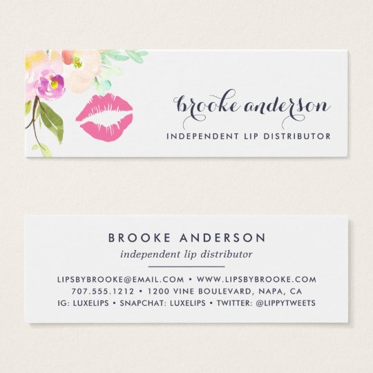 Modern Floral Lip Product Distributor Mini Business Card
