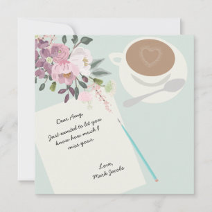 Modern floral love  Personal note custom message Card