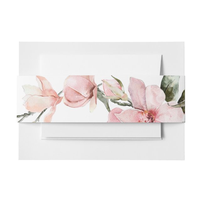 Modern Floral Magnolia Wedding Invitation Belly Band (Front Example)