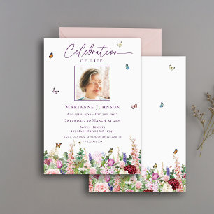 Modern Floral Memorial Celebration of Life Invitation