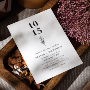 Modern floral minimalist wedding + QR code details Invitation