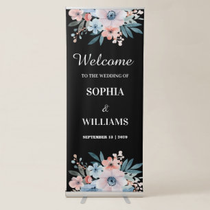 Modern Floral Minimalist Wedding Welcome Retractable Banner