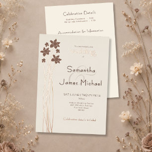 Modern Floral Mocha and Ivory Wedding & Rose Gold