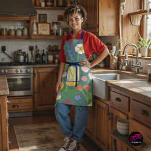 Modern Floral Monogram Design Apron