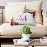 Modern Floral Monogram Wedding Lumbar Cushion<br><div class="desc">We love bright colours and bold designs,  so we want something that would be fun and whimsical but still classy enough. This Mexican fiesta flower pillow has an abundance of colourful flowers and modern typography on a white background for a sophisticated floral look.</div>