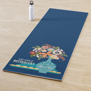 Modern Floral Monogram Yoga Mat