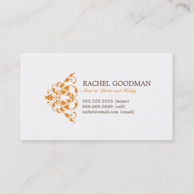 Modern Floral Mummy Card / Personal Calling Card (Front)