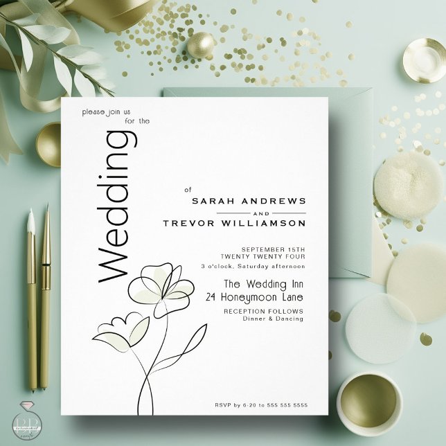 Modern Floral Muted Sage Buff Wedding Invitation Flyer (Creator Uploaded)