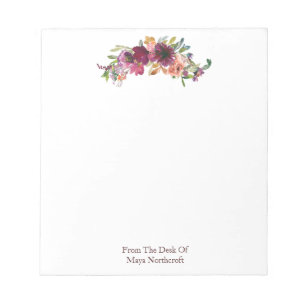 Modern Floral Name Personalised  Notepad