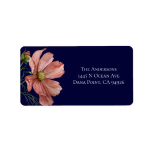Modern Floral Navy Wedding Label