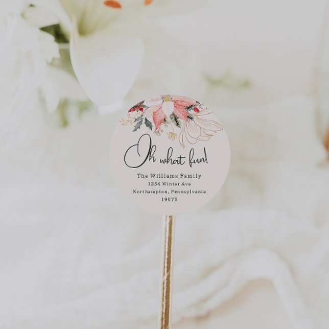 Modern Floral Oh What Fun Holiday Envelope Seals (Creator Uploaded)