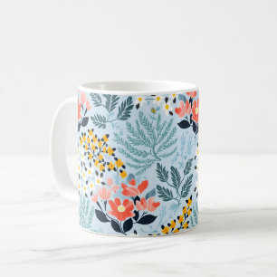 Modern Floral on Blue Coffee Mug