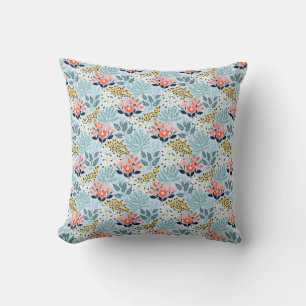Modern Floral on Blue Cushion
