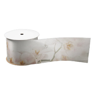 Modern Floral Orchid Grey Blush Pink Boho Wedding  Satin Ribbon