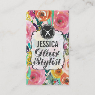 Modern Floral Painting Hair Stylist Appointment Card