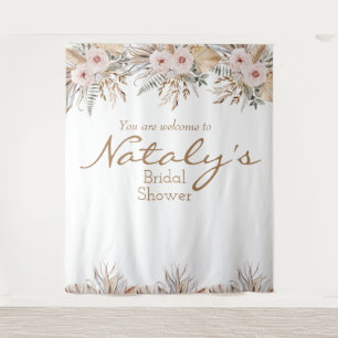 Modern floral pampas grass bridal shower weddings  tapestry