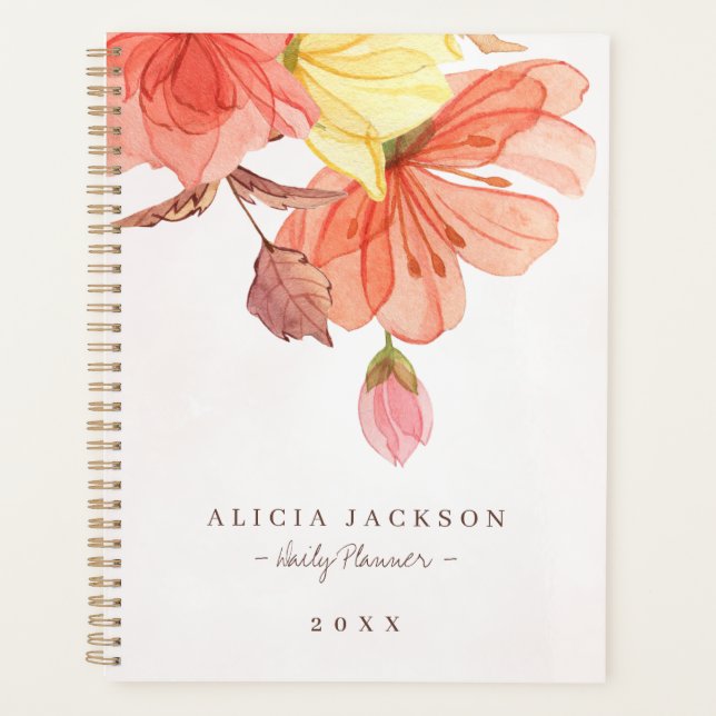 Modern floral pastel watercolor feminine business planner (Front)