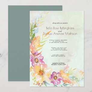 Modern Floral Pastel Wedding Invitation