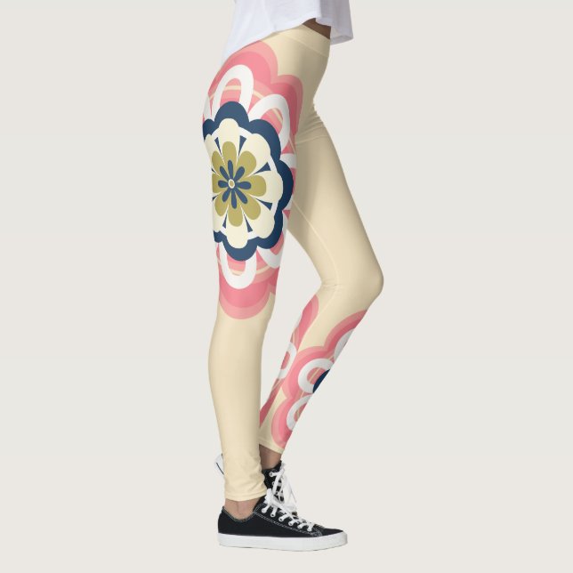 Modern Floral Pastel women  Leggings (Right)