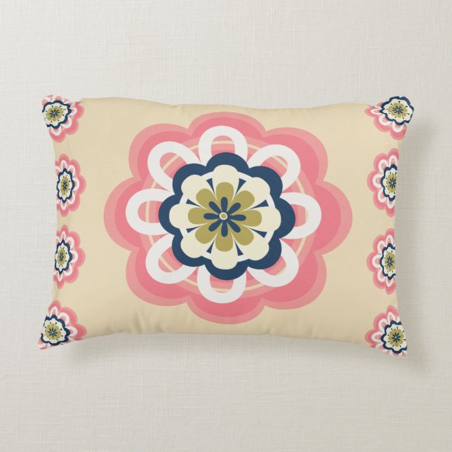 Modern Floral Pattern Accent Pillow (Back)