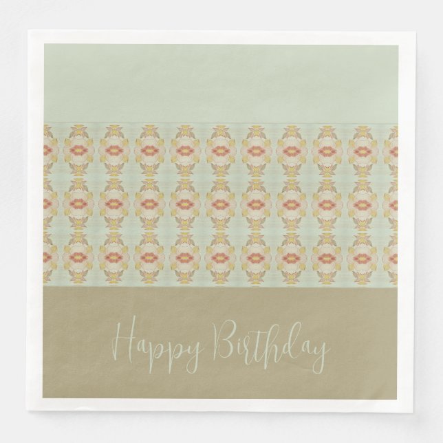 Modern Floral Pattern Accented Designer Napkin (Front)