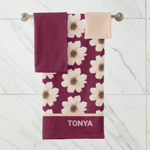 Modern Floral Pattern Bath Towel Set