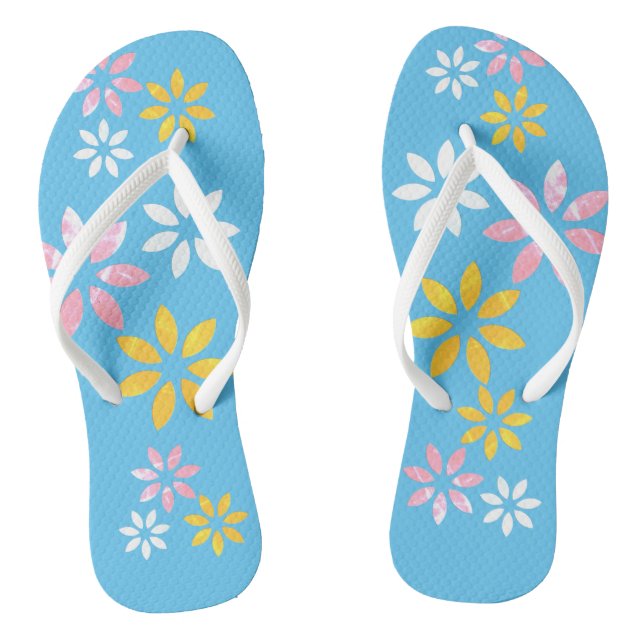 Modern Floral Pattern Beach Footwear Flip Flops (Footbed)