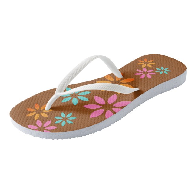 Modern Floral Pattern Beach Footwear Flip Flops (Angled)
