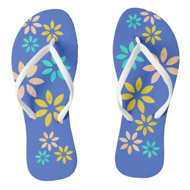 Modern Floral Pattern Beach Footwear Flip Flops (Footbed)