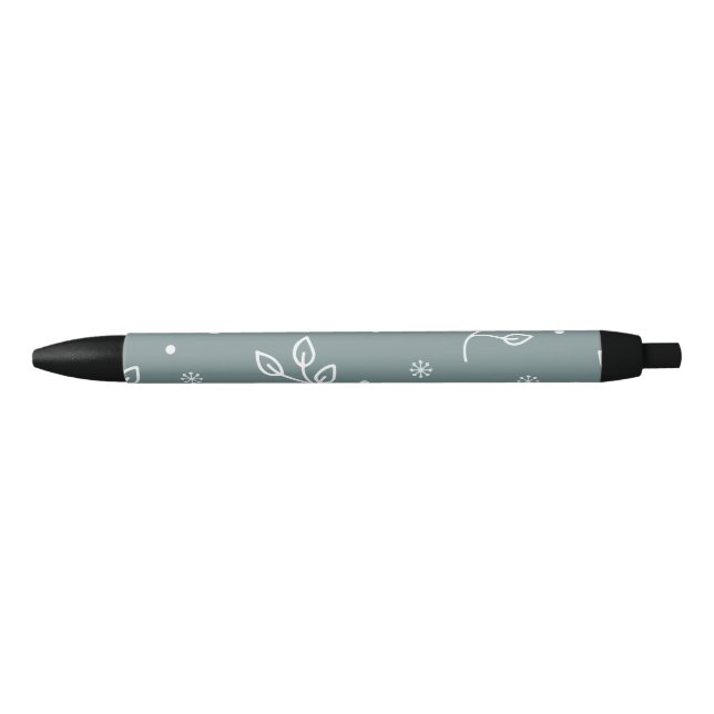 Modern floral pattern black ink pen (Front)