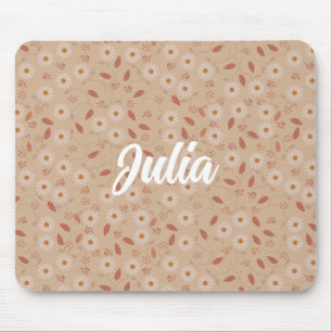 Modern Floral Pattern, Boho Floral Pattern Mouse Mat