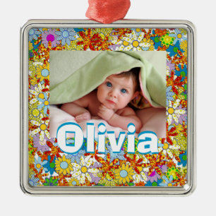 Modern Floral Pattern Bright Colours Metal Tree Decoration