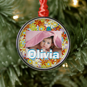 Modern Floral Pattern Bright Colours Metal Tree Decoration